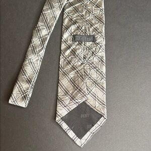 DKNY Silver and Black Plaid Tie